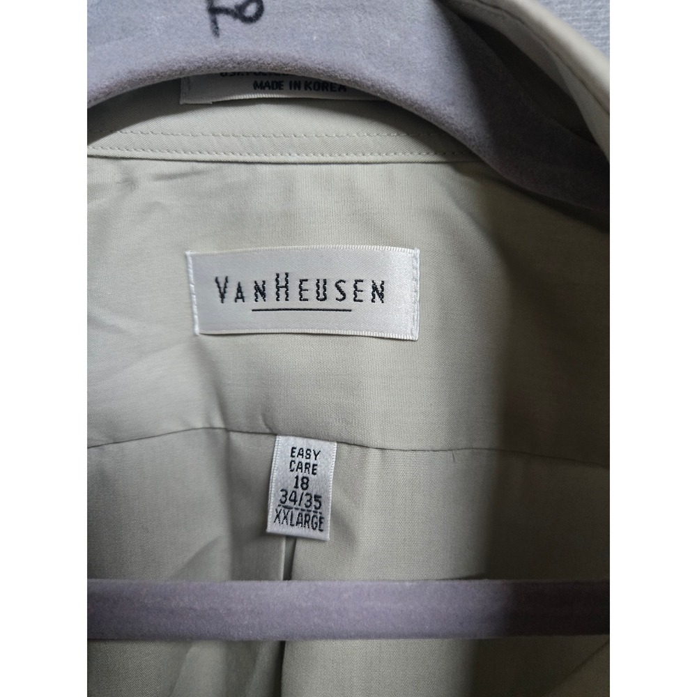 Van Heusen Mens Tan Easy Care Long Sleeve Button Down Dress Shirt 18 34/35 XXL - Picture 2 of 5
